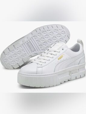 Puma mayze White Cream Low-Top Platform Sneakers